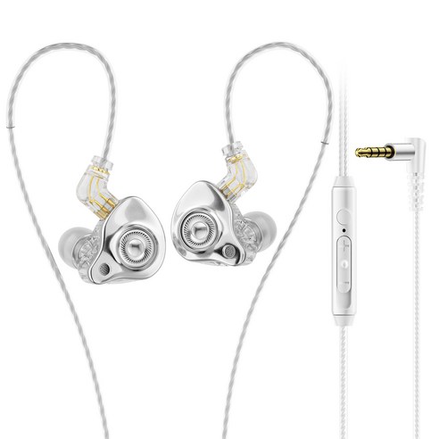 Essager 게이밍 커널형 이어폰 인이어 DD 이어폰, 흰색, 3.5MM