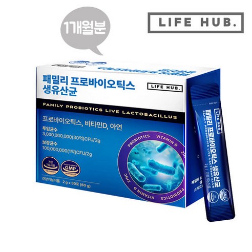 라이프허브 패밀리 프로바이오틱스 생유산균 장건강 유산균 30포, 1개, 60g