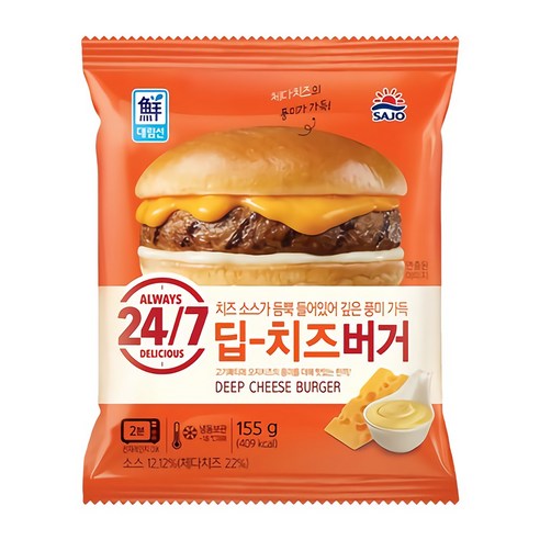 사조-딥치즈버거155g, 5개, 155g
