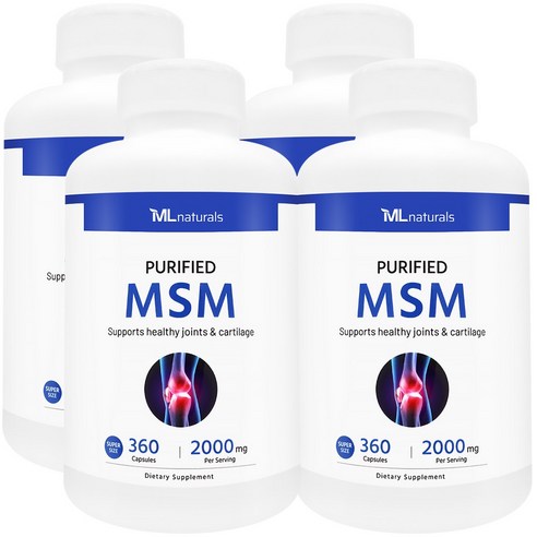 [미국빠른직구] 신제품 마이라이프 내추럴스 식이유황 MSM 2000mg (수퍼사이즈), 360정, 4개