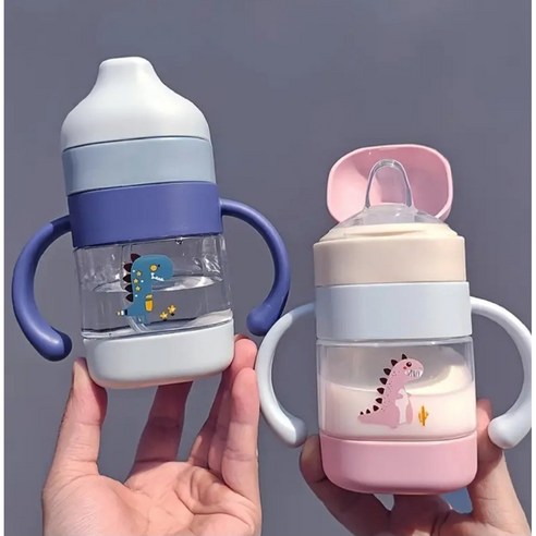 코지베베 물이 새지 않는 추달린 스파우트컵 220ml 빨대컵 전 트레이닝 컵, 블루, 1개
