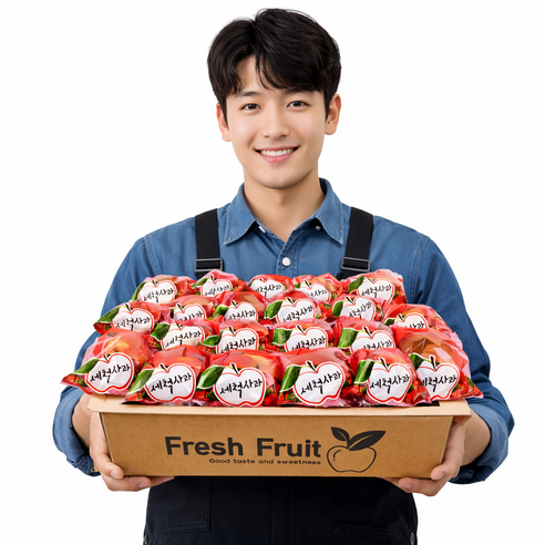 (당일세척) 일등농수산 가정용 경북 부사 세척사과, 1개, 2kg (한입과)
