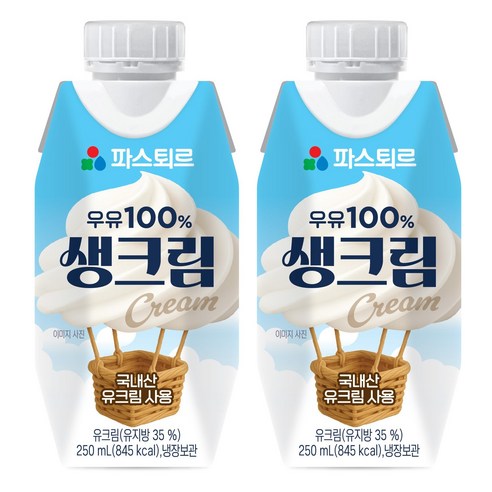 파스퇴르 우유 생크림, 24개, 250ml