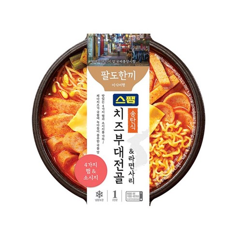 팔도한끼 송탄식 스팸치즈부대전골 라면사리 354g x 10개