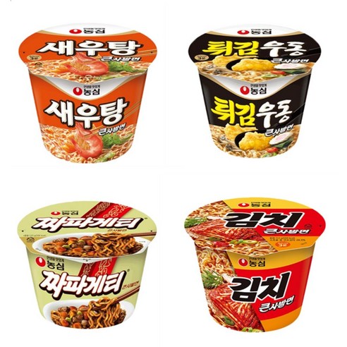 농심큰사발 4개씩 담아 한박스 (새우탕 튀김우동 김치 짜파게티)