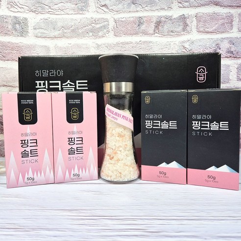 소금명가 캠핑용 히말라야 핑크소금 스틱 5종세트 그라인더180g+(50g/4박스) [원산지:파키스탄], 380g, 1세트