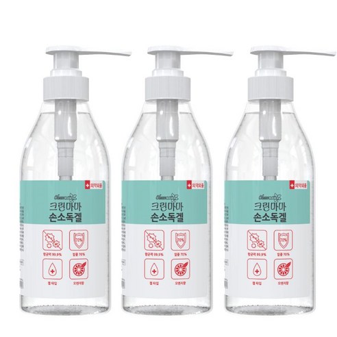 크린마마 손소독겔 500ml 3개 의약외품 알콜70% 손소독제