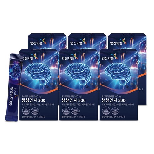영진약품 생생인지300 포스파티딜세린 아연 비타민A,B2,E 인지력개선에 도움 3개월분, 30g, 6박스