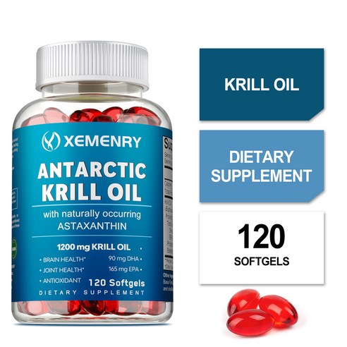 남극 크릴 오일 1200mg 120정 - 노화 방지 - 오메가-3 EPA, DHA, 아스타잔틴