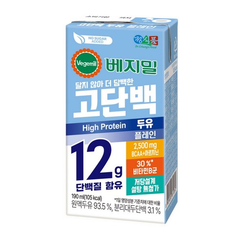 베지밀 고단백 두유 플레인 설탕무첨가 저당두유 (신제품 플레인)