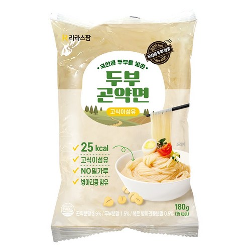 라라스팜 두부곤약면 얇은면 180g 국산콩 두부 병아리콩 함유 곤약면 곤약 누들