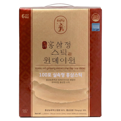 선물세트 고려홍삼정 스틱 6년근 원데이원타임 1000mL (10ml x 100포)