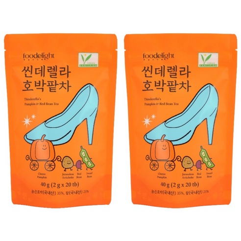푸딜라이트 씬데렐라 호박팥차 삼각티백 국산 100%, 2g, 20개입, 2개