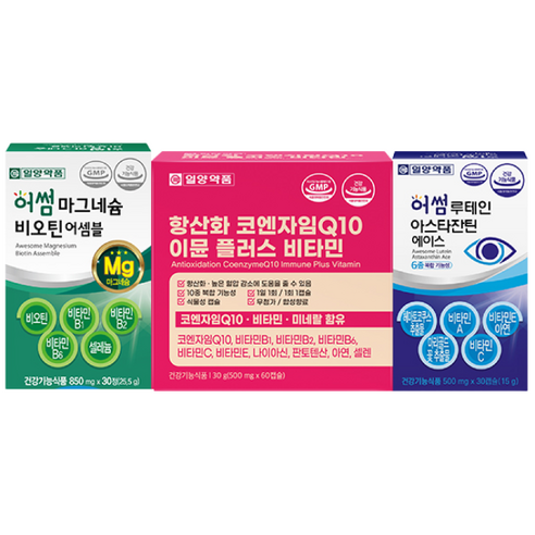일양약품 코엔자임Q10+루테인 아스타잔틴+마그네슘 비오틴 세트 (쇼핑백)