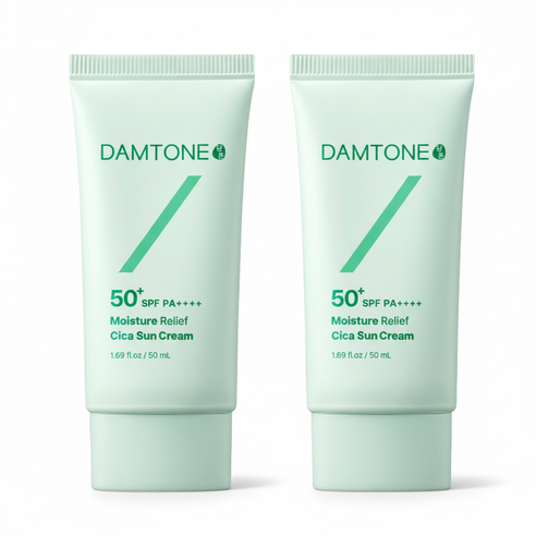 담톤 저자극 눈시림없는 클리닉개발 순한 수분진정 백탁없는 발림성좋은 선크림 SPF50+ PA++++, 2개, 50ml