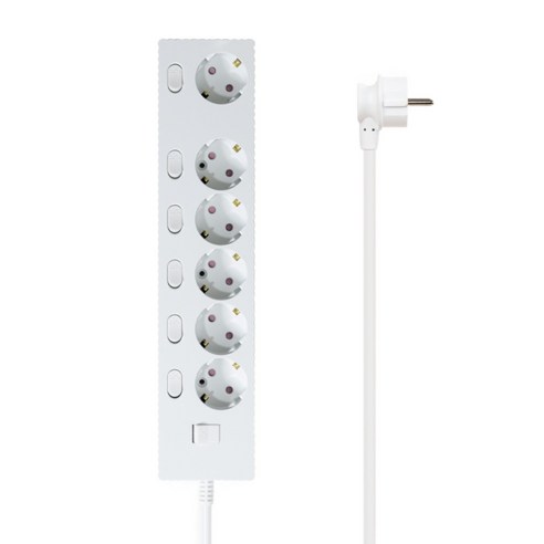파워존 자동소화 4000W 고용량 웨이브 개별스위치 과부하차단 6구 멀티탭 50cm 1.5m 3m 5m 7m