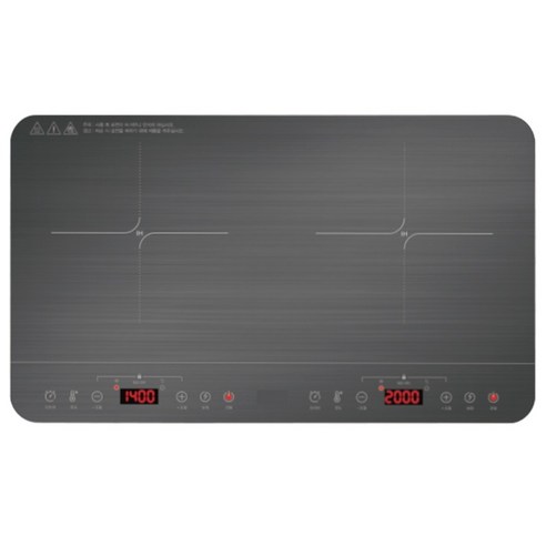 [재리마켓] 3500W 고출력 2구 인덕션 블랙 10단 조절 터치식 전기레인지, 프리스탠딩, 10단 대형 2구 인덕션
