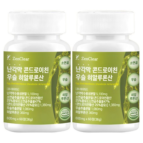 젠클리어 난각막 가수분해물 콘드로이친 우슬 히알루론산, 2개, 60정