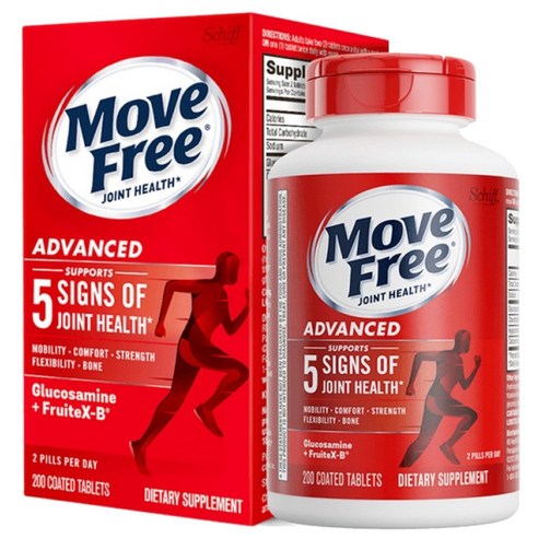 미국 무브프리 move free 200정 글루코사민 어드밴스드 코티드 타블렛, 200정, 1개