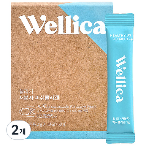 웰리카 저분자 피쉬 어린콜라겐 펩타이드 300달톤 이너뷰티, 2개, 60g