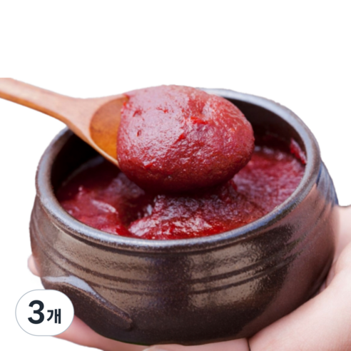 [산골행복콩]국산 명품 수제 안매운 전통 고추장, 3개, 1kg