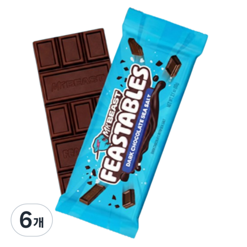 미스터비스트 피스터블 다크초콜릿씨솔트 초콜릿 사무실 탕비실 간식, 6개, 60g