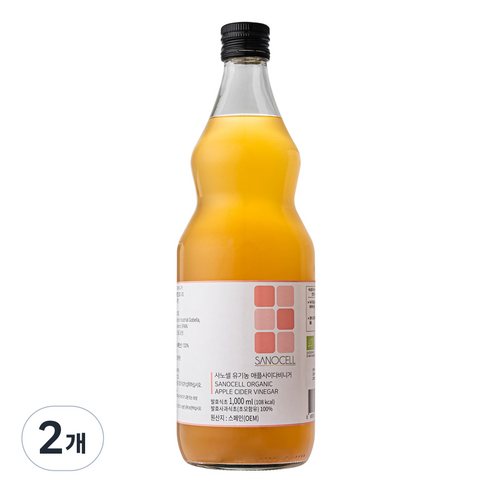 사노셀 유기농 애플사이다비니거 유기산 80,000mg, 1L, 2개