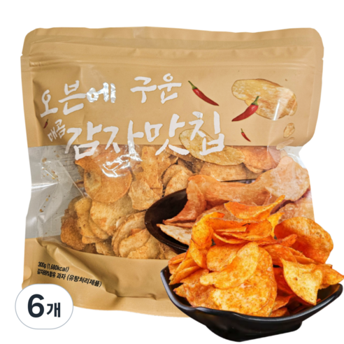 오븐에 구운 감자맛칩(매운맛), 6개, 300g