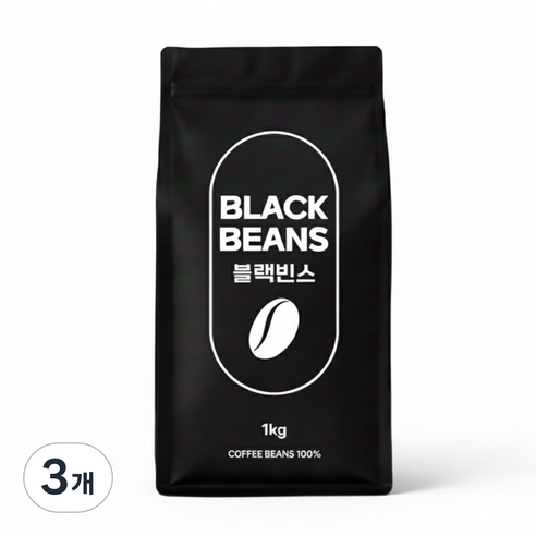 블랙빈스 헤이즐넛 향 커피, 3개, 1kg, 홀빈(분쇄안함)