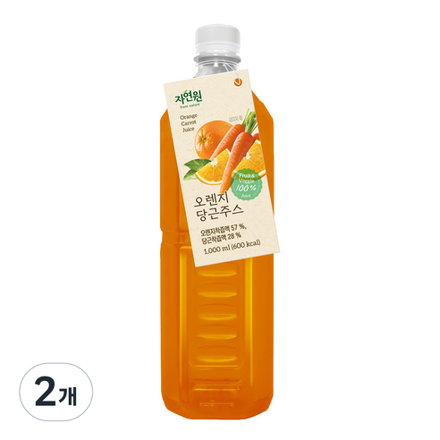 자연원 오렌지당근주스, 2개, 1L