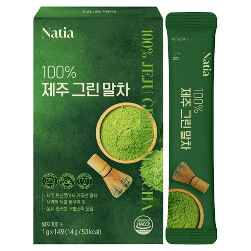 나티아 100% 제주 그린 말차, 1개, 1g, 14개입