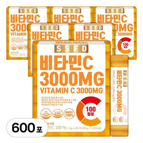 순수식품 비타민C 3000 가루 분말 스틱 파우더, 300g, 6개