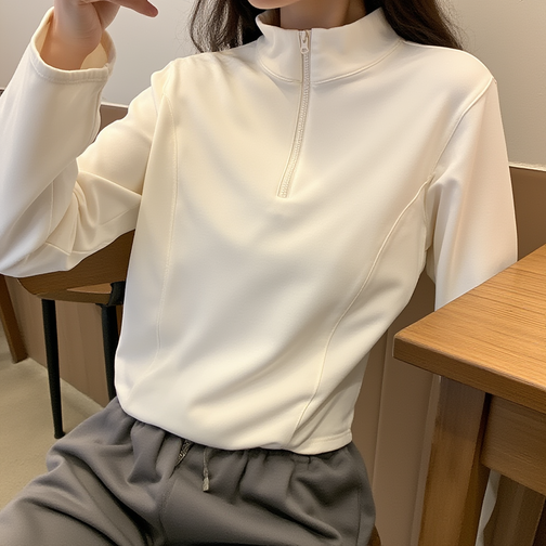 알로데 여성용 하프 유넥 집업 티셔츠
