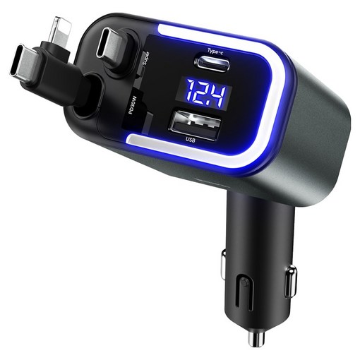 구스페리 5in1 릴타입 차량용 시거잭 고속 충전기 C타입 C타입 애플8핀