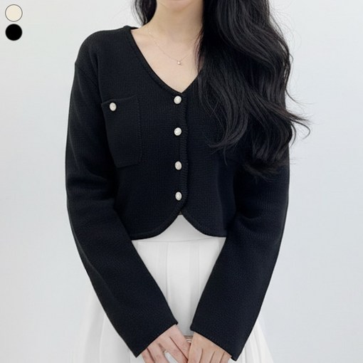 블레스유 여성용 트위드 가디건 브이넥 봄가을 간절기 루즈핏 하객룩 자켓