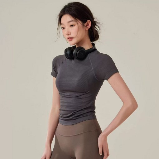 Zebeer 여성 편안한 운동 반팔 슬림핏 요가복