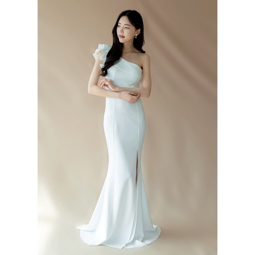 원숄더 프릴 롱 드레스