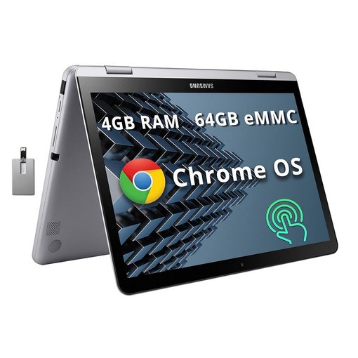 삼성 플러스 V2 2in1 12.2 터치스크린 크롬북 노트북, 인텔 셀러론 3965Y, 4GB RAM, 64GB eMMC, 카메라, WiFi, 블루투스, MicroSD 리더