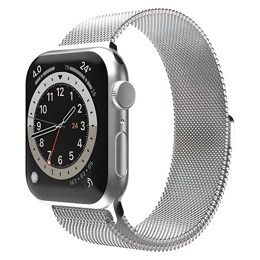 신지모루 애플워치 호환 밀레니즈 스트랩 밴드, 실버, 1개