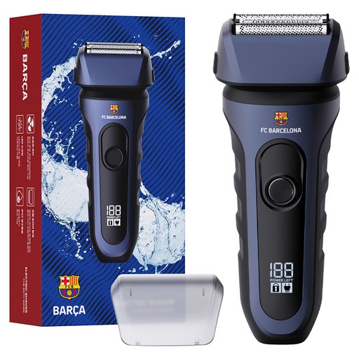 FC바르셀로나 IPX 7 방수 3중날 프리미엄 3 in 1 일자형 전기면도기, FCBES711, 네이비