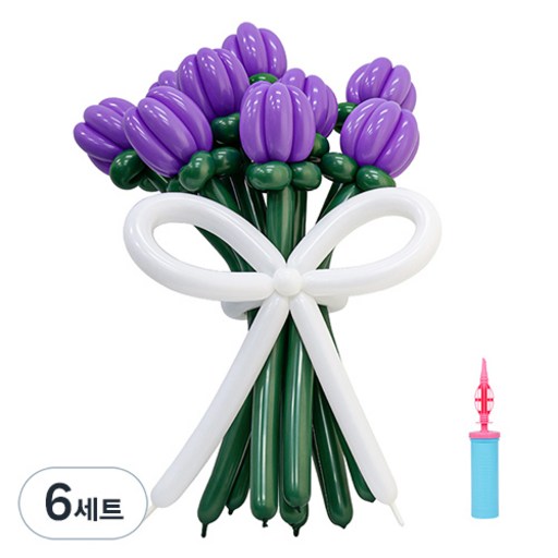 인블룸 DIY 풍선 꽃다발 만들기 세트, 바이올렛그린, 6세트