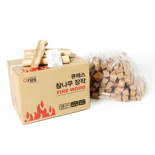 큐레스 3중방습국산참나무장작20kg1개 에너지절약 나무 연소재료