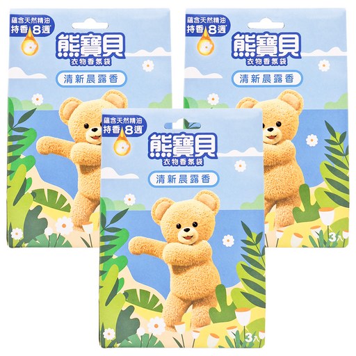 Snuggle 熊寶貝 衣物香氛袋, 清新晨露香, 21g, 3盒