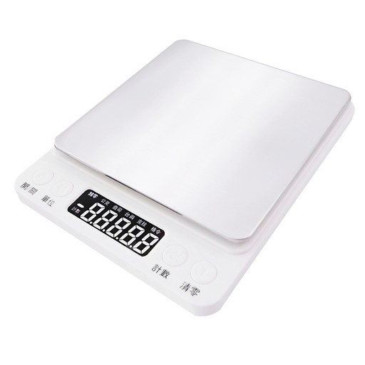 不鏽鋼電子秤 充電款 105 x 125 x 18 皓月白 3kg, I-2000, 1台