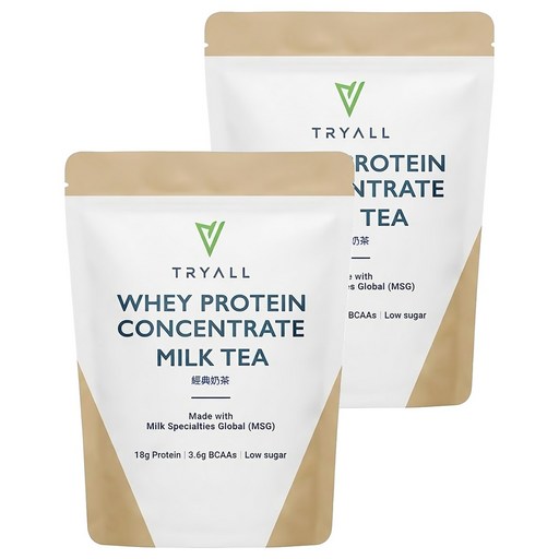TRYALL 濃縮乳清蛋白粉 經典奶茶, 500g, 2包