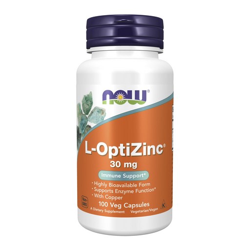 NOW Foods L-OptiZinc優質鋅植物膠囊 30mg, 1罐, 100錠