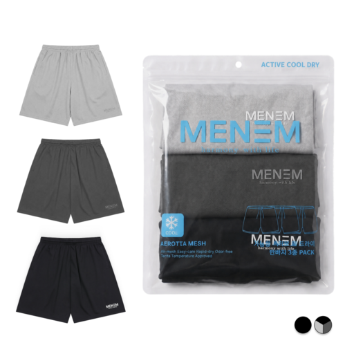 미넴 남녀공용 반바지 3장 S~5XL 스포츠 기능성 쿨티 헬스 트레이닝