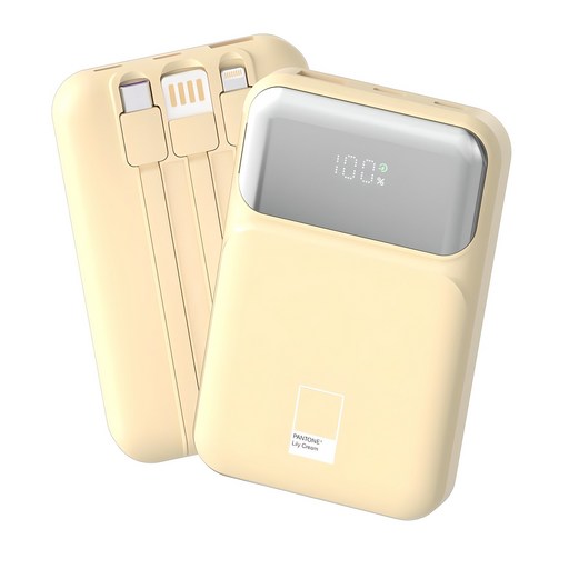PGB-20 팬톤 PD 22.5W 초고속충전 대용량 케이블 일체형 미러 보조배터리 10000mAh 리리 크림
