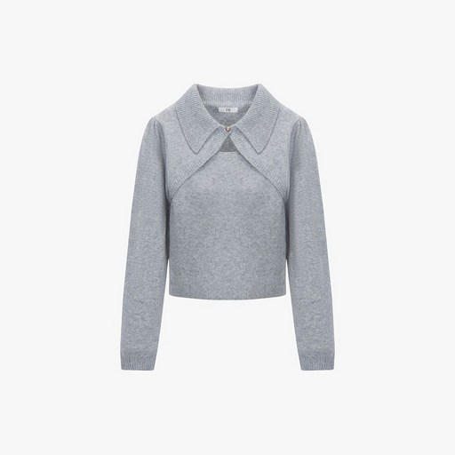 백화점 정품 25FW 잇미샤 24 FW 볼레로 덧장 카라 울 니트 ITO9ZPO720