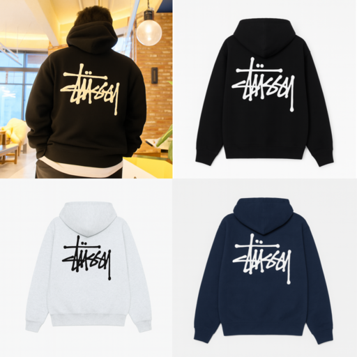 스투시 베이직 후드 남여 공용 후디  본트렉스 파우치 증정